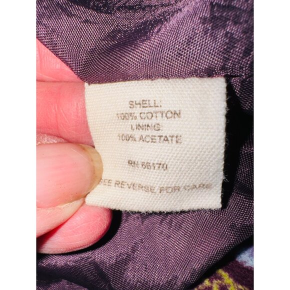 Free People Purple Floral Velvet Jacket Cinch Waist Satin Tie Boho Cottage Core - Picture 9 of 13